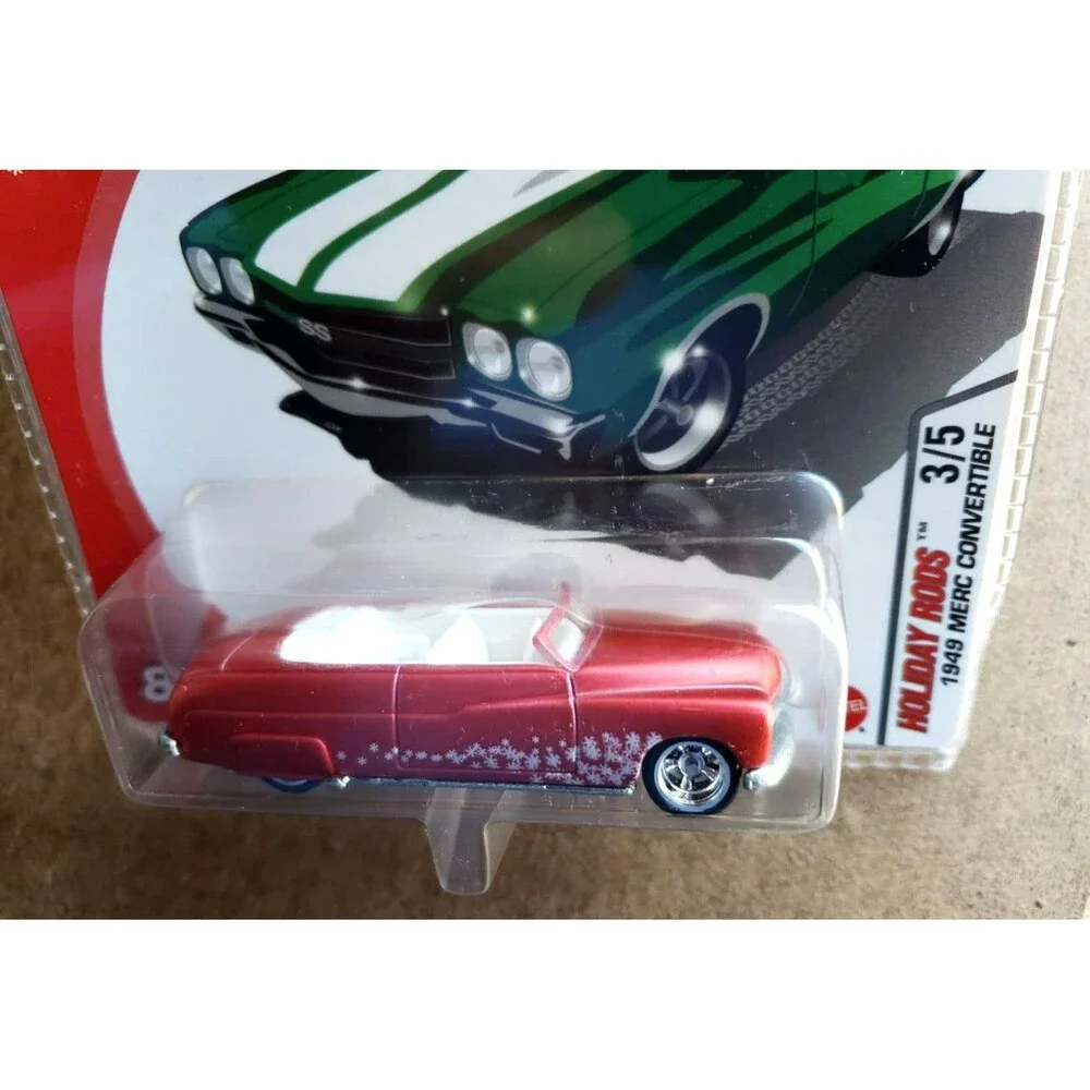 VTG 2005 Hot Wheels 1949 MERC CONVERTIBLE RED Holiday Rods 3/5 1:64 Chrome RRMAG
